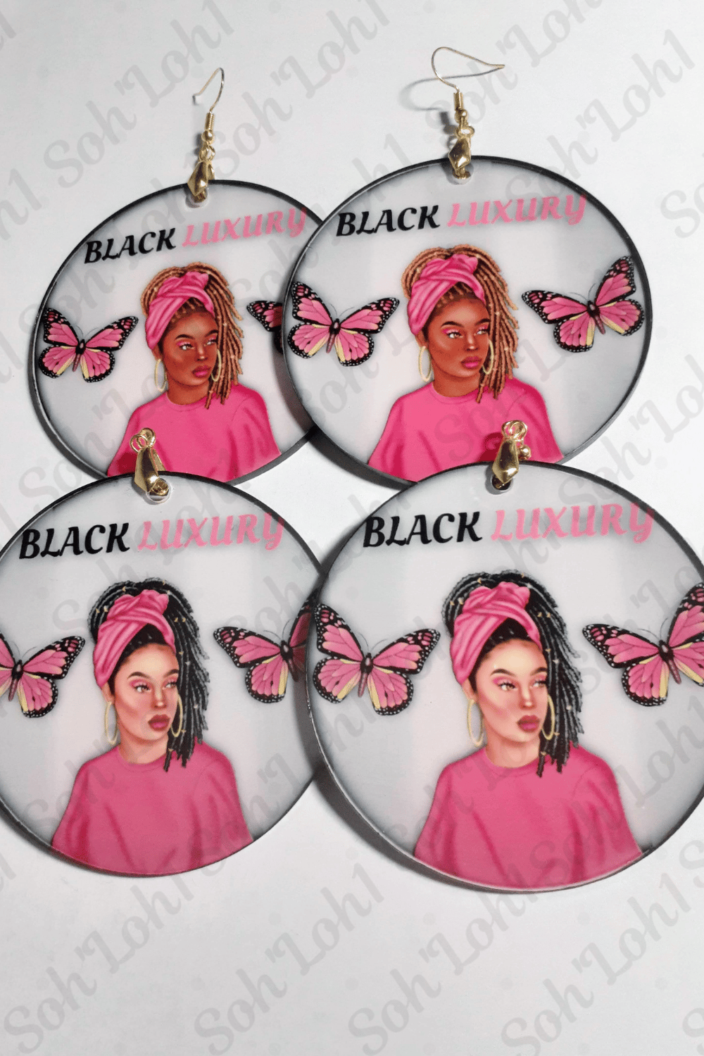 Image of Custom Handmade Black Luxury Afrocentric Earrings