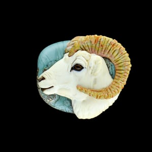 Image of XXL. High Altitude Dall Sheep Ram - Flamework Glass Sculpture Bead