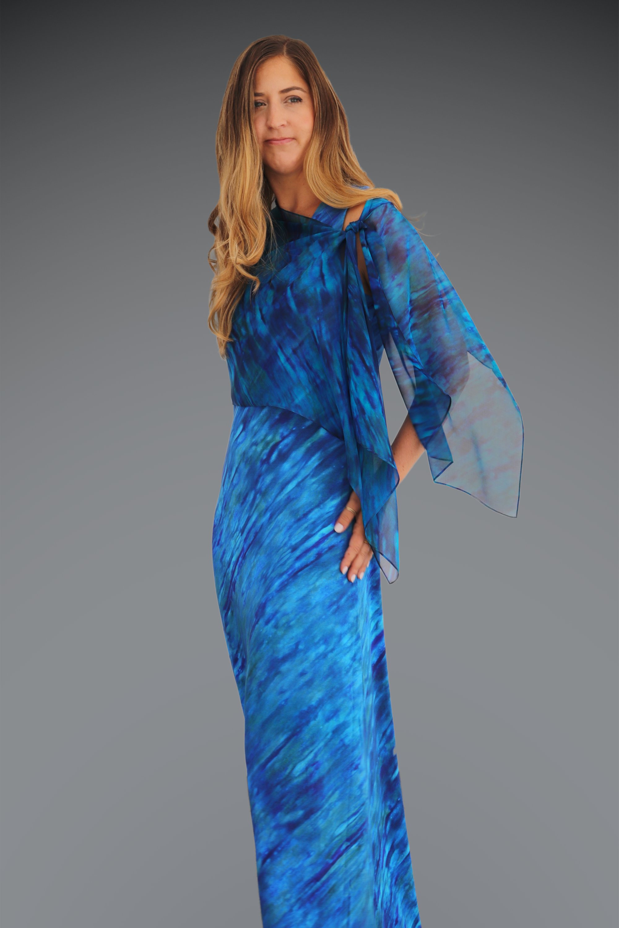 Silk Chiffon Scarf Tropic Ocean | Nancy Wilder Wearable Art Silk Chiffon Scarf Tropic Ocean | Nancy Wilder Wearable Art