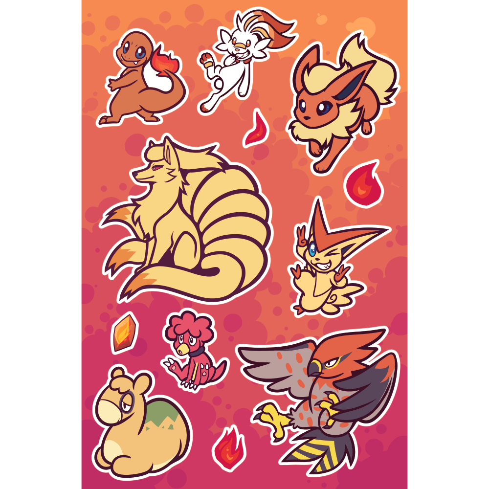 Fire Pokemon Sticker Sheet | Roxxie