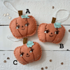 Hand Embroiderd Orange Felt Pumpkin Ornament