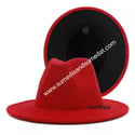 Red/Black Two-Tone Color Fedora Hats