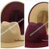 Tan/Burgundy Two-Tone Color Fedora Hats