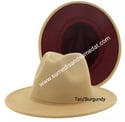 Tan/Burgundy Two-Tone Color Fedora Hats