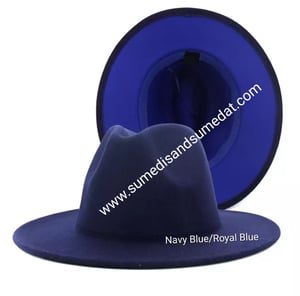 Image of Black/ Navy/Royal Two-Tone Color Fedora Hats