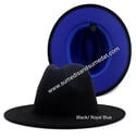 Black/ Navy/Royal Two-Tone Color Fedora Hats
