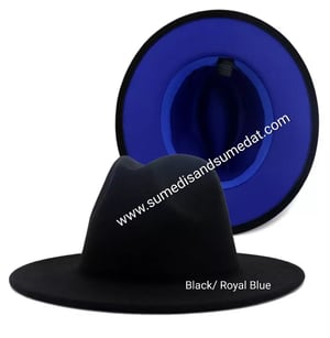 Image of Black/ Navy/Royal Two-Tone Color Fedora Hats