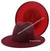 Burgundy/ Red Two-Tone Color Fedora Hats
