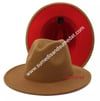 Camel/Red Two-Tone Color Fedora Hats