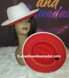 White/Red Upturned Jazzy Fedora Hats 