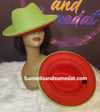 Lime-Green/Red Upturned Jazzy Fedora Hats 