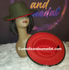Olive/Red Upturned Jazzy Fedora Hats 