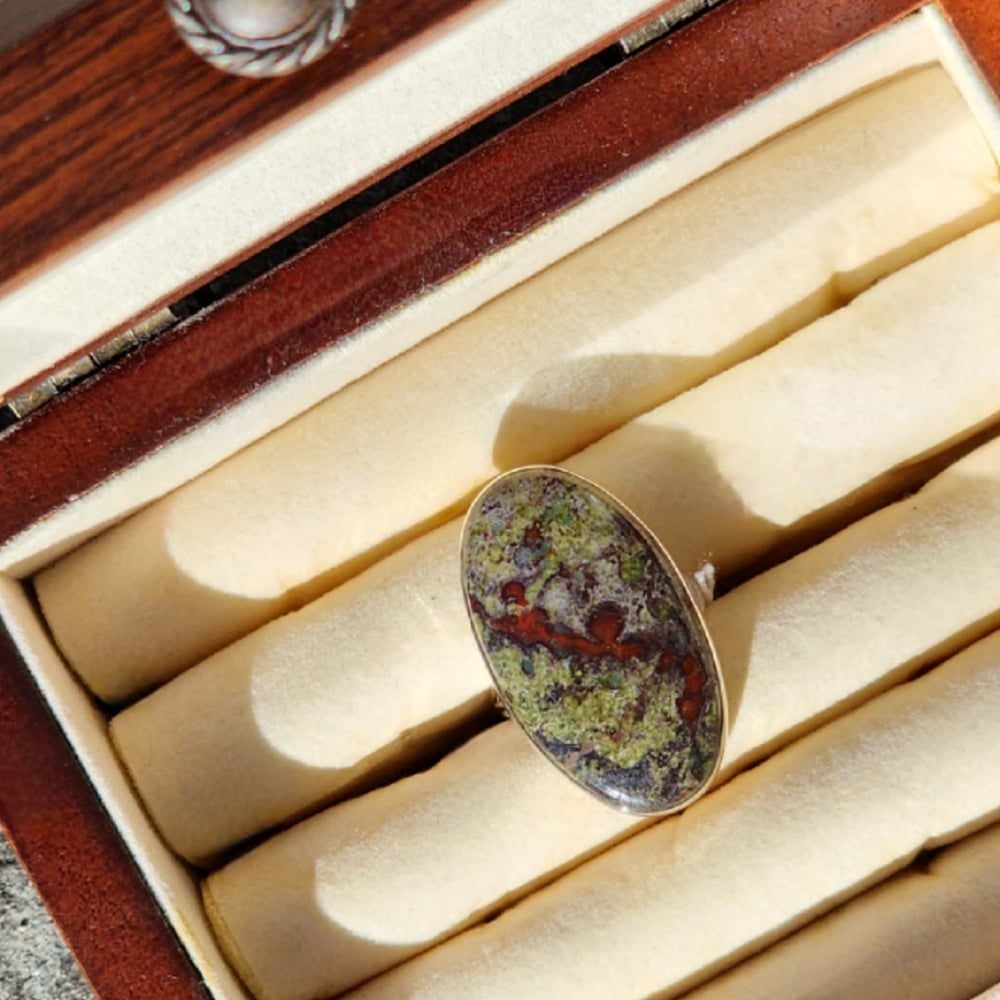 Image of Kilve - Dragon's Blood Jasper Ring in Sterling Silver