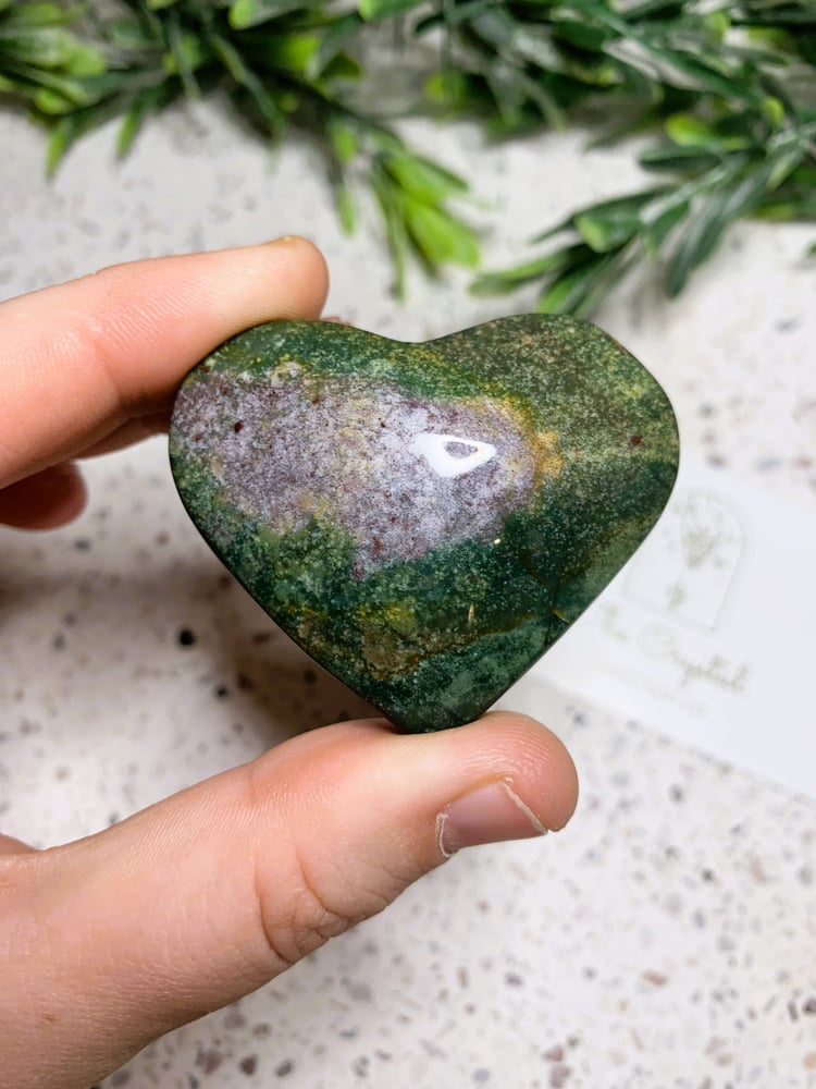 Image of Ocean Jasper Puffy Heart Carvings 141, 142, 143.