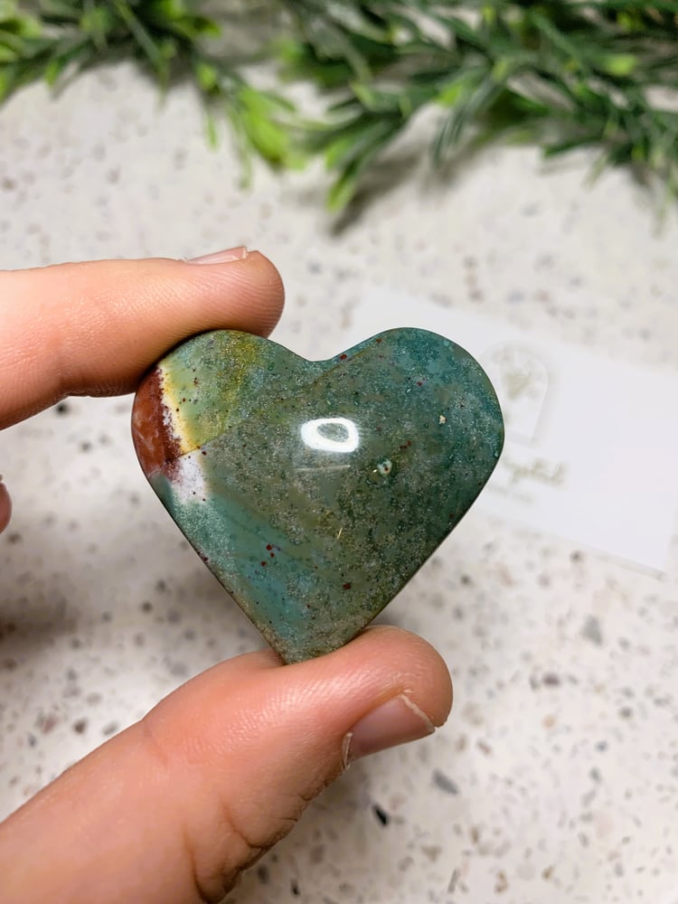 Image of Ocean Jasper Puffy Heart Carvings 141, 142, 143.