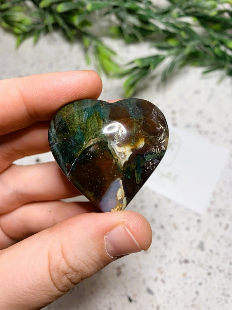 Image of Ocean Jasper Puffy Heart Carvings 141, 142, 143.