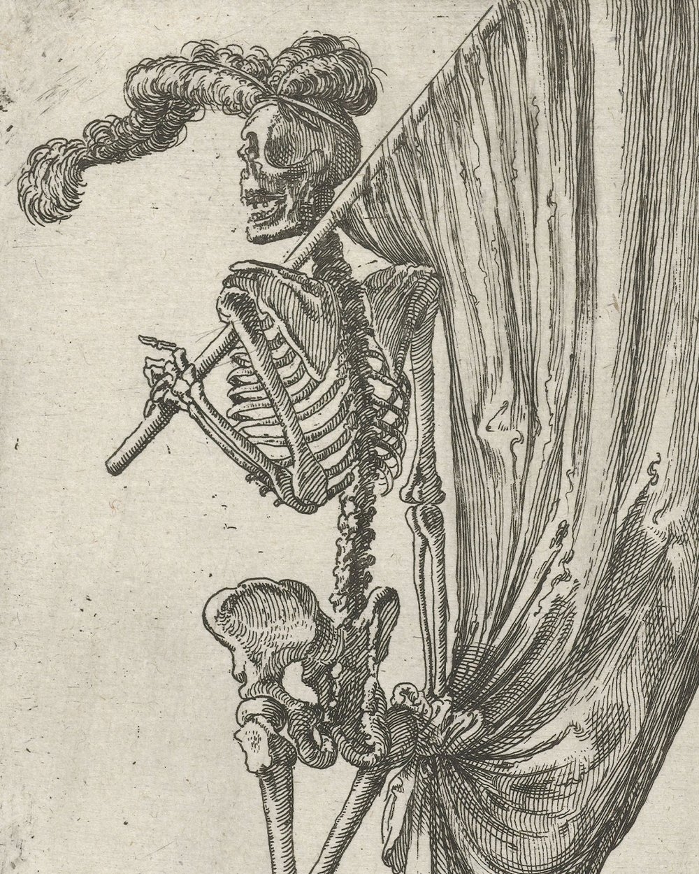 "Skeleton with Banner, Hendrick Hondius" (1625 - 1652)