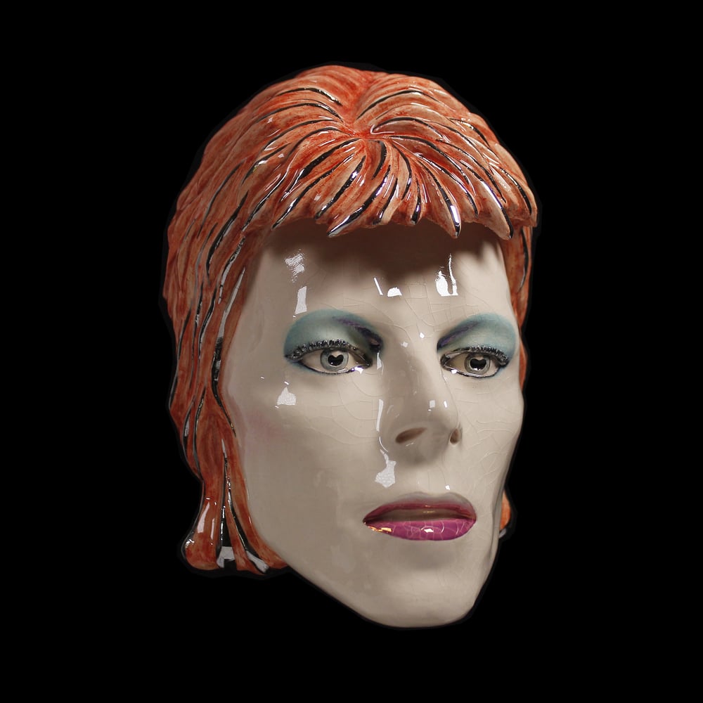 'Life On Mars' Painted Ceramic Face Sculpture