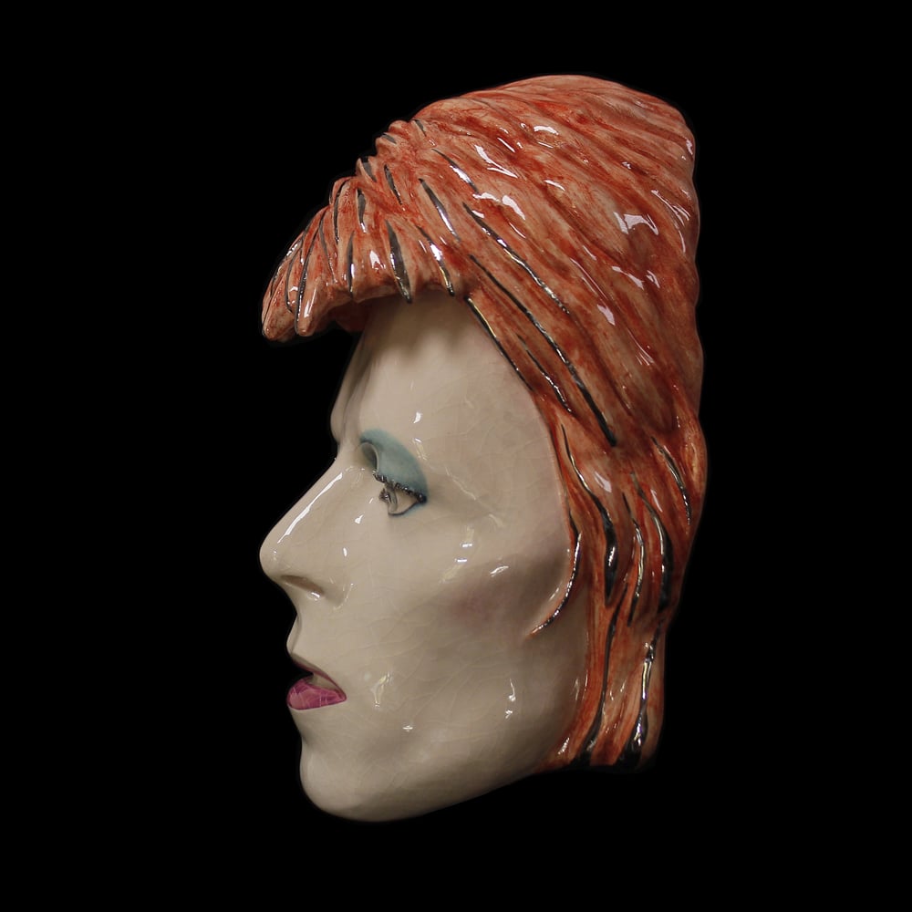 'Life On Mars' Painted Ceramic Face Sculpture