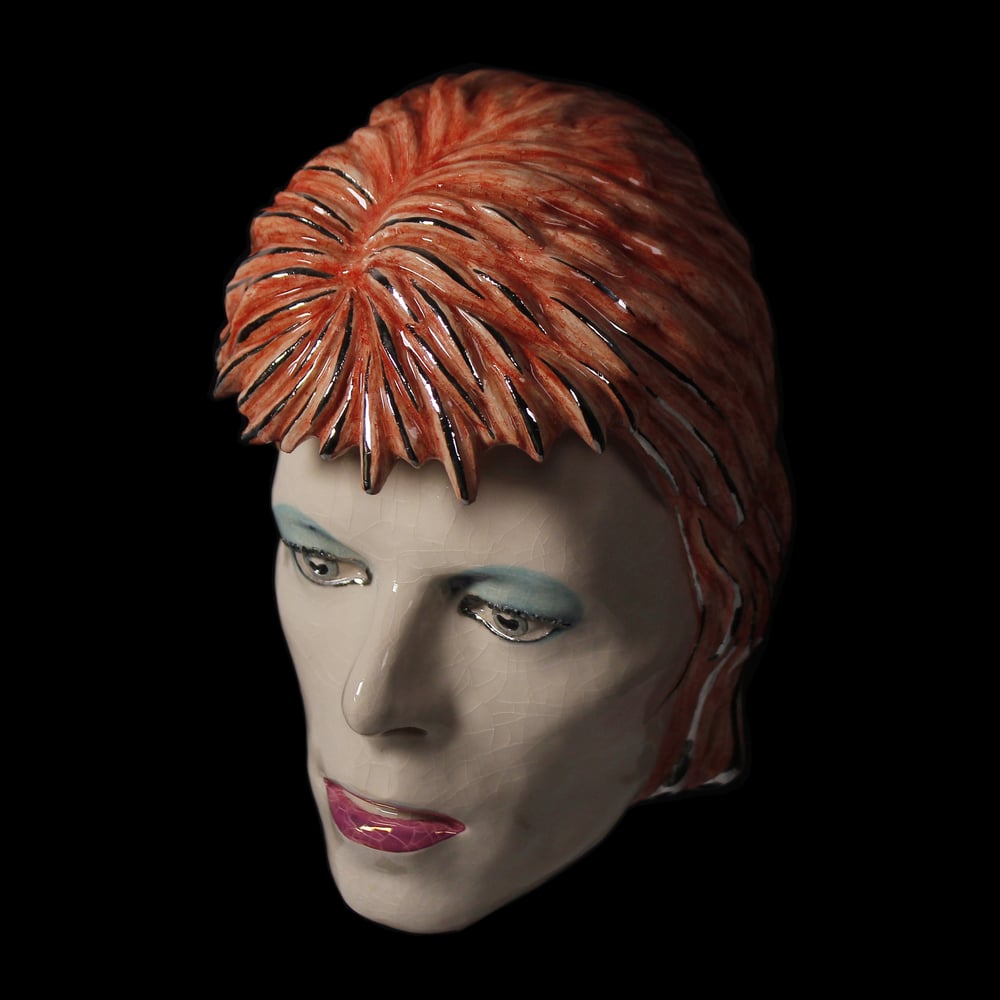 'Life On Mars' Painted Ceramic Face Sculpture