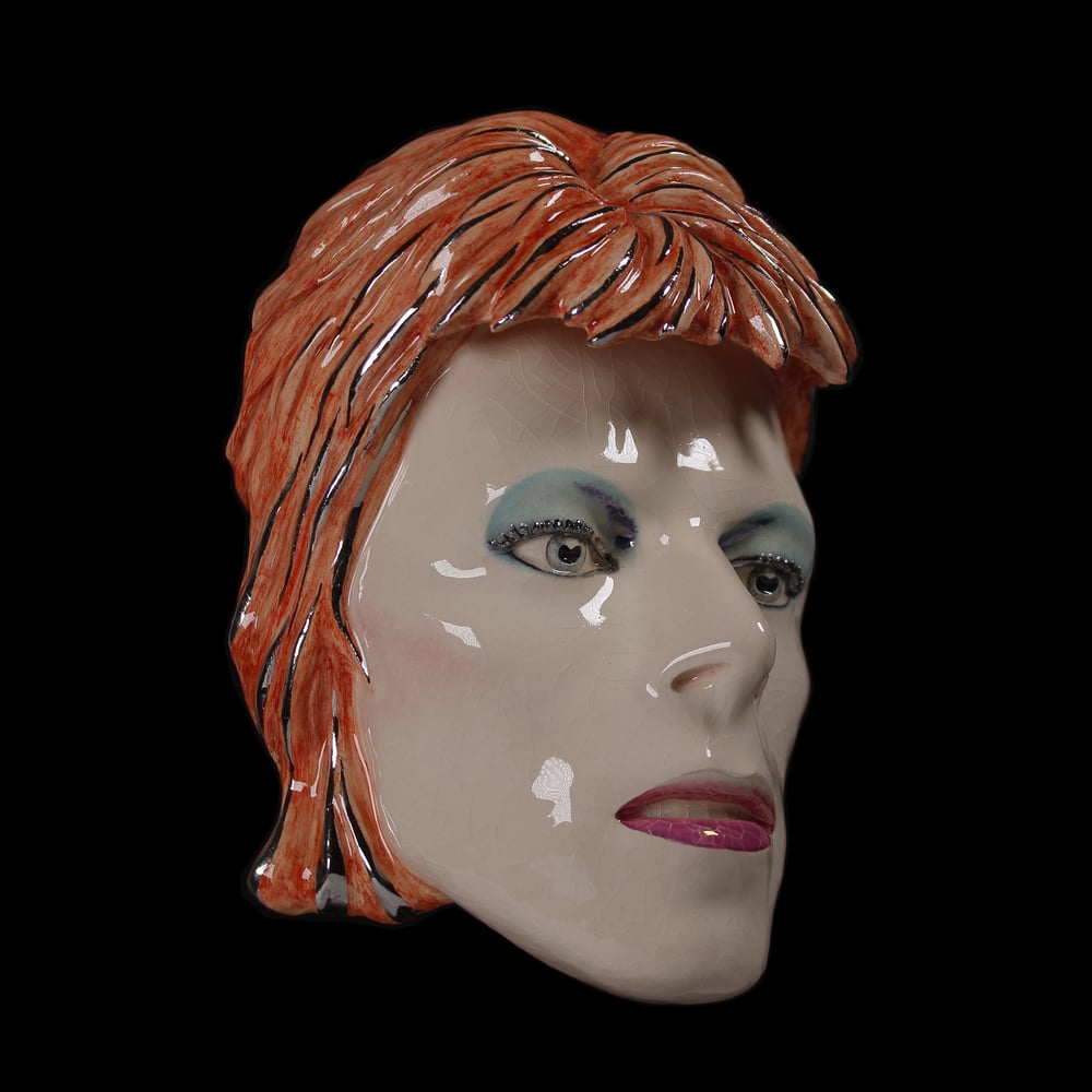 'Life On Mars' Painted Ceramic Face Sculpture