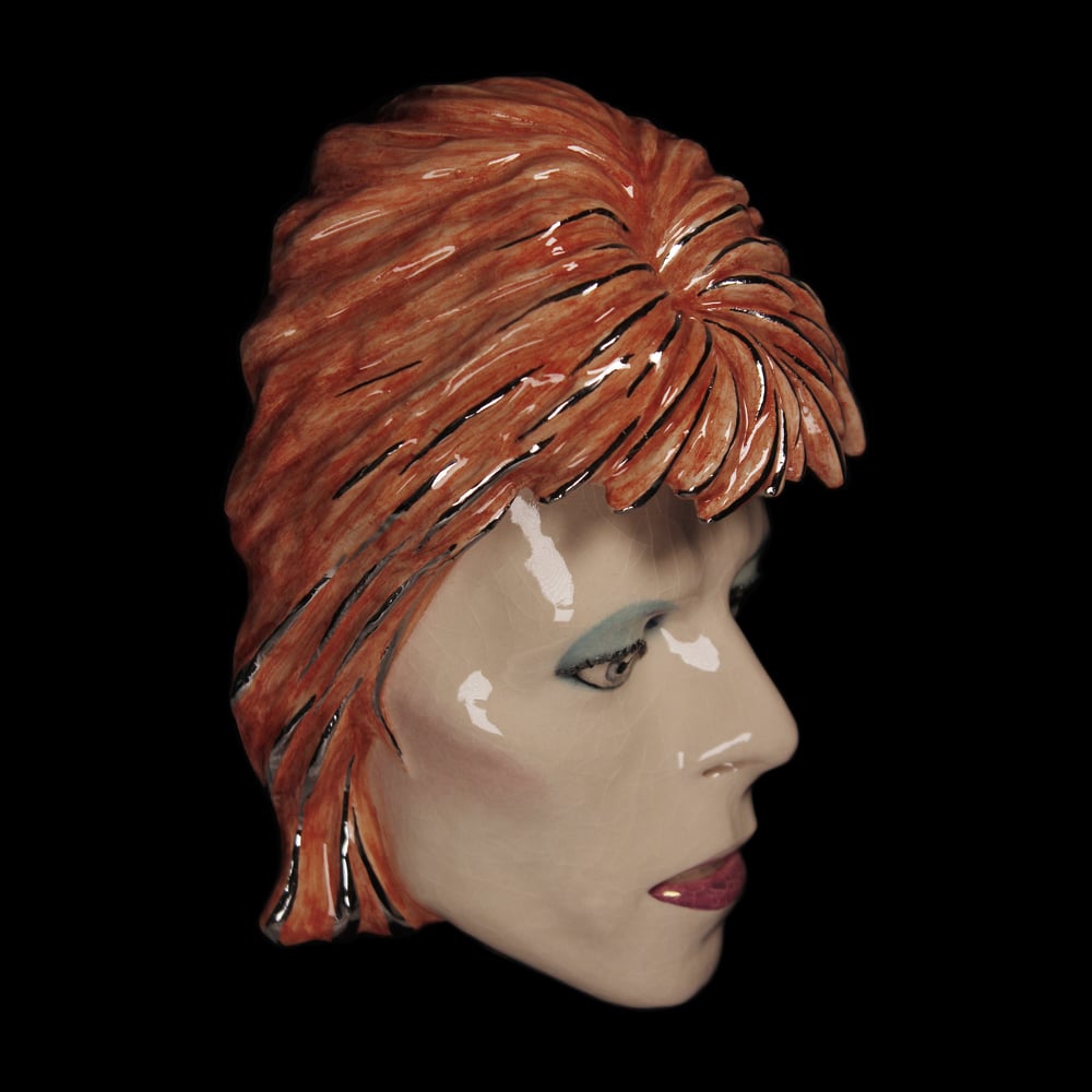 'Life On Mars' Painted Ceramic Face Sculpture