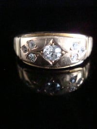 Image 2 of VICTORIAN 18CT 18K ORNATE YELLOW GOLD BAND OLD CUT DIAMOND GYPSY BAND