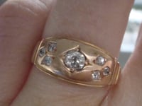Image 3 of VICTORIAN 18CT 18K ORNATE YELLOW GOLD BAND OLD CUT DIAMOND GYPSY BAND