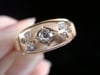 VICTORIAN 18CT 18K ORNATE YELLOW GOLD BAND OLD CUT DIAMOND GYPSY BAND