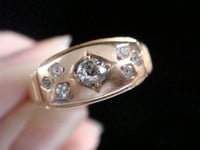 Image 4 of VICTORIAN 18CT 18K ORNATE YELLOW GOLD BAND OLD CUT DIAMOND GYPSY BAND