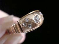 Image 5 of VICTORIAN 18CT 18K ORNATE YELLOW GOLD BAND OLD CUT DIAMOND GYPSY BAND