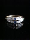 Edwardian 18ct 18k yellow gold platinum sapphire emerald and diamond double band
