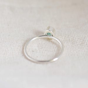 Image of Colombia Emerald oval cut classic silver ring
