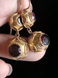Image 3 of Stunning Victorian high carat 15ct yellow gold almandine garnet earrings