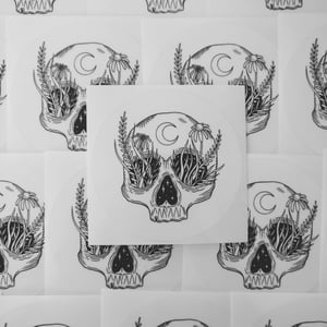Transparent Sticker Flower Skull