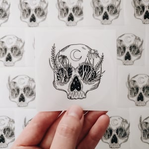 Transparent Sticker Flower Skull