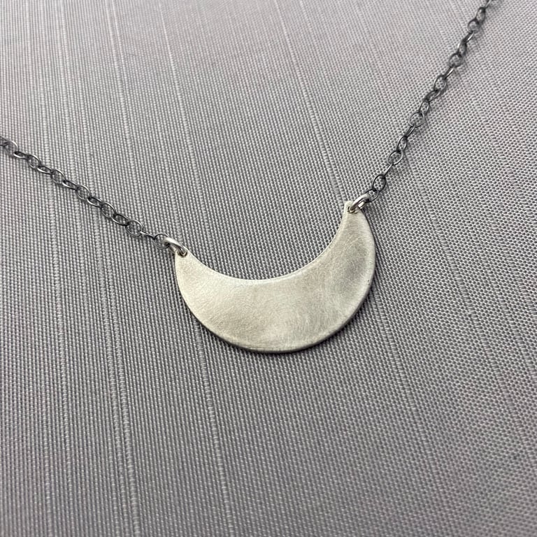 Sterling Silver Prairie Flower Narrow Crescent Necklace Image 5