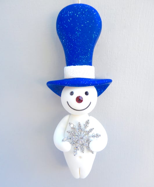 Image of 💙⛄️❤️BlueTophat w/ Crystal Snowflake or Red Tophat w/ Crystal Candycane Snowman
