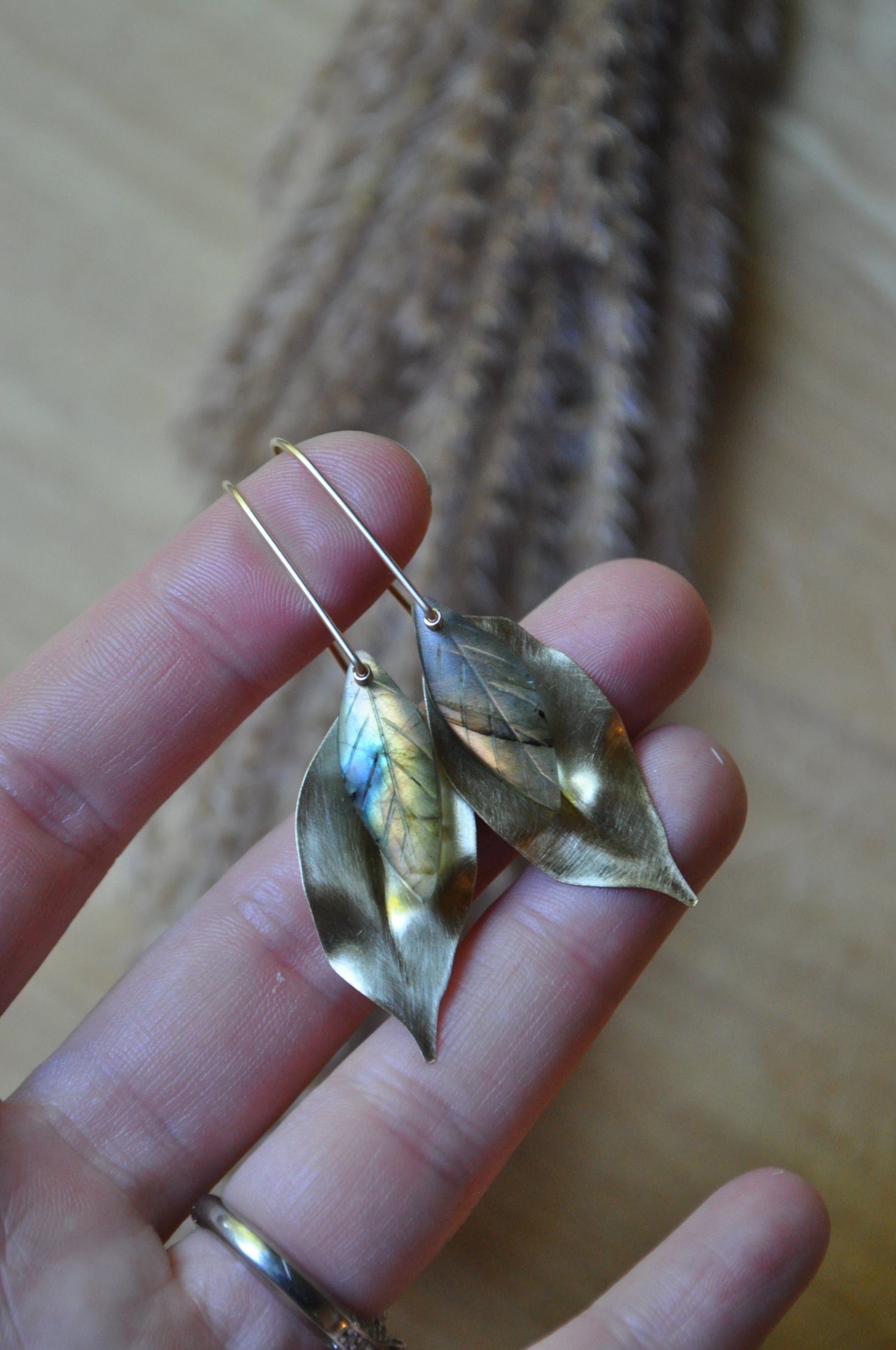 Image of Labradorite Double Leaf Dangles