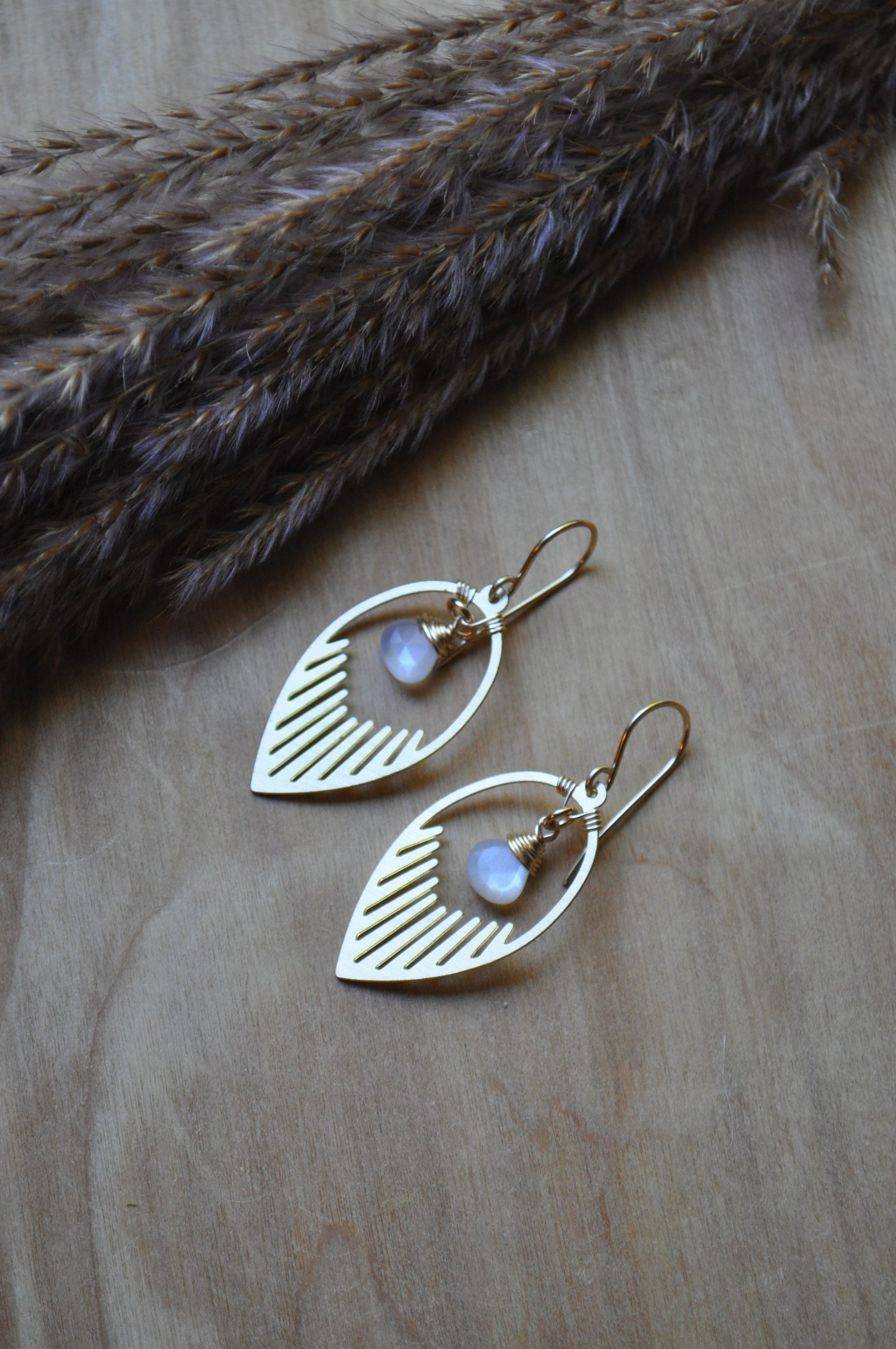 Image of White Moonstone Teardrop Dangles