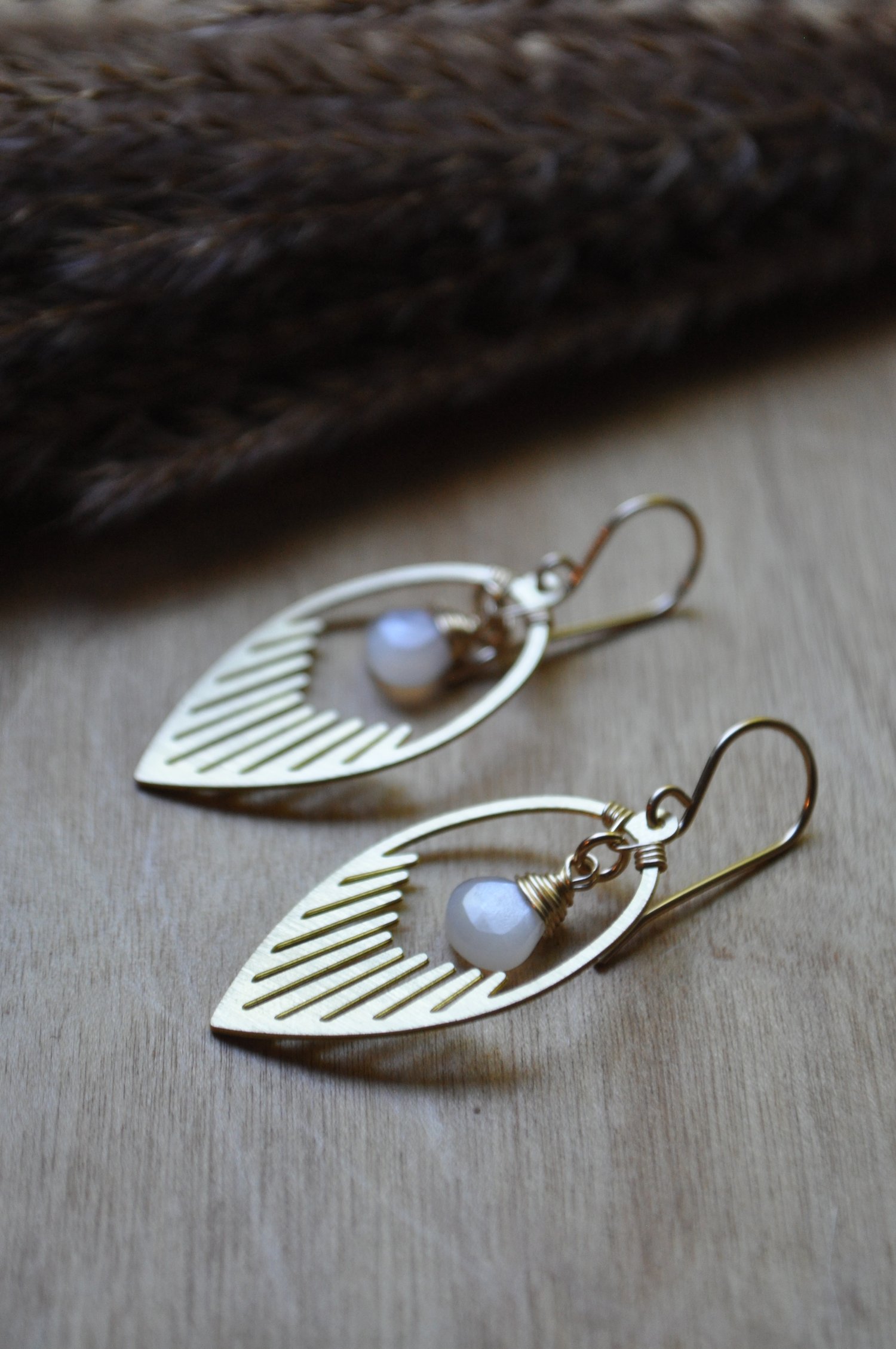 Image of White Moonstone Teardrop Dangles