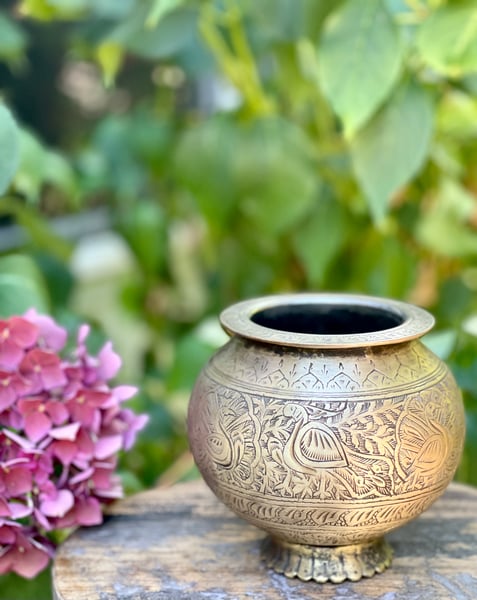 Image of Vintage intricately carved pot