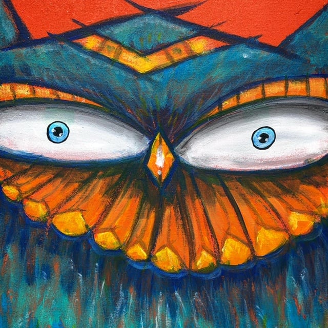 Orange Owl In Blue