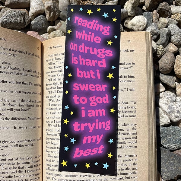 Image of Reading While on Drugs Bookmark [set of five]