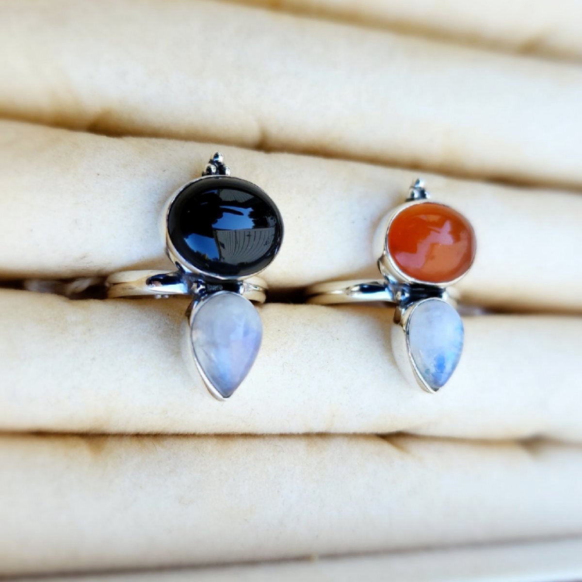 Image of Harmonie - Two-stone Moonstone Ring in Sterling Silver
