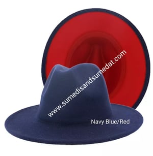 Image of Red/Navy Blue Fedora Hats