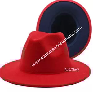Image of Red/Navy Blue Fedora Hats