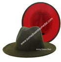 Army-Green/Red Fedora Hats (56-58)