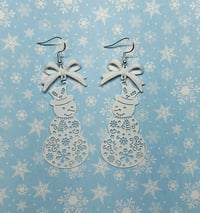 Snowman Metal Cut Out Drop Earrings