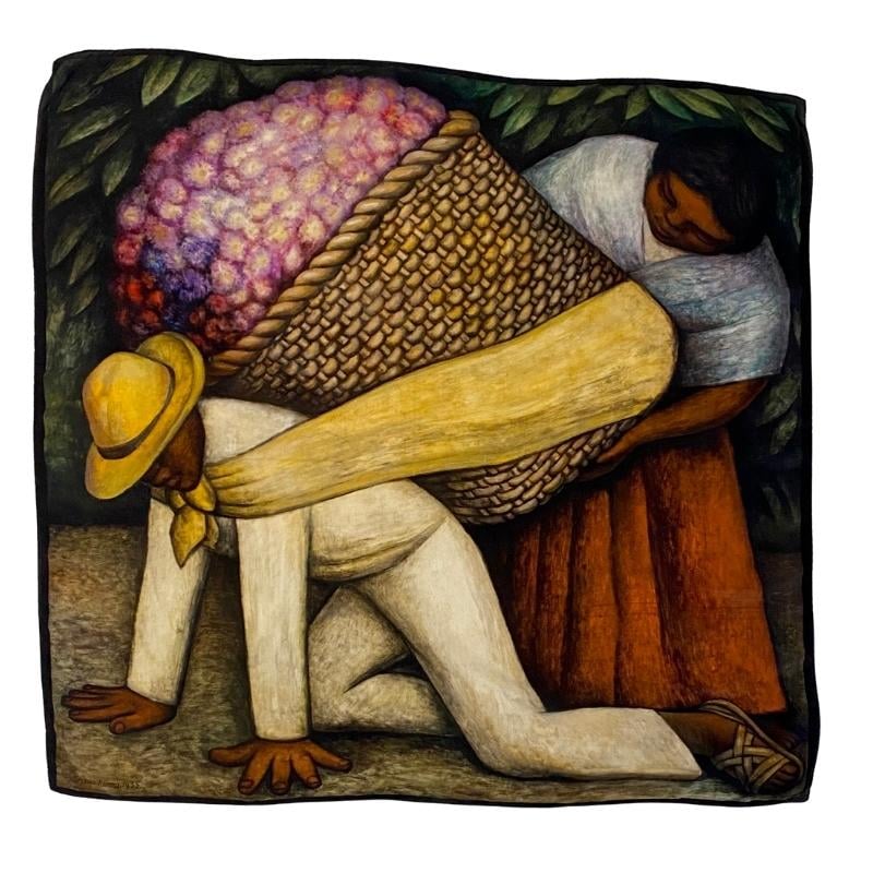 Image of FLOWER CARRIER Art Scarf by DIEGO RIVERA